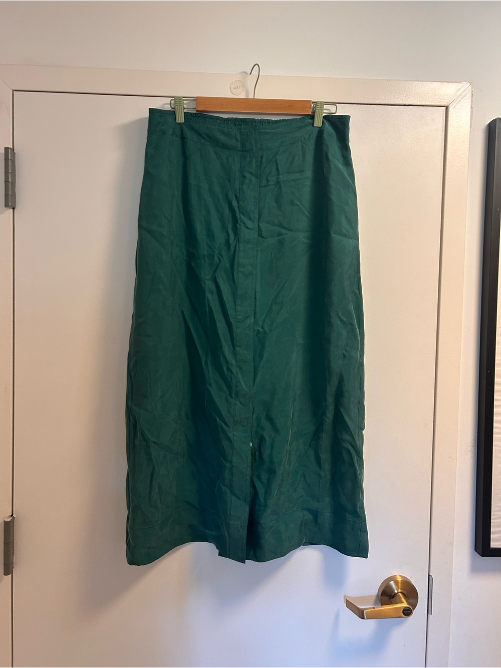 Alex Mill Emerald Green Cupro Midi Skirt